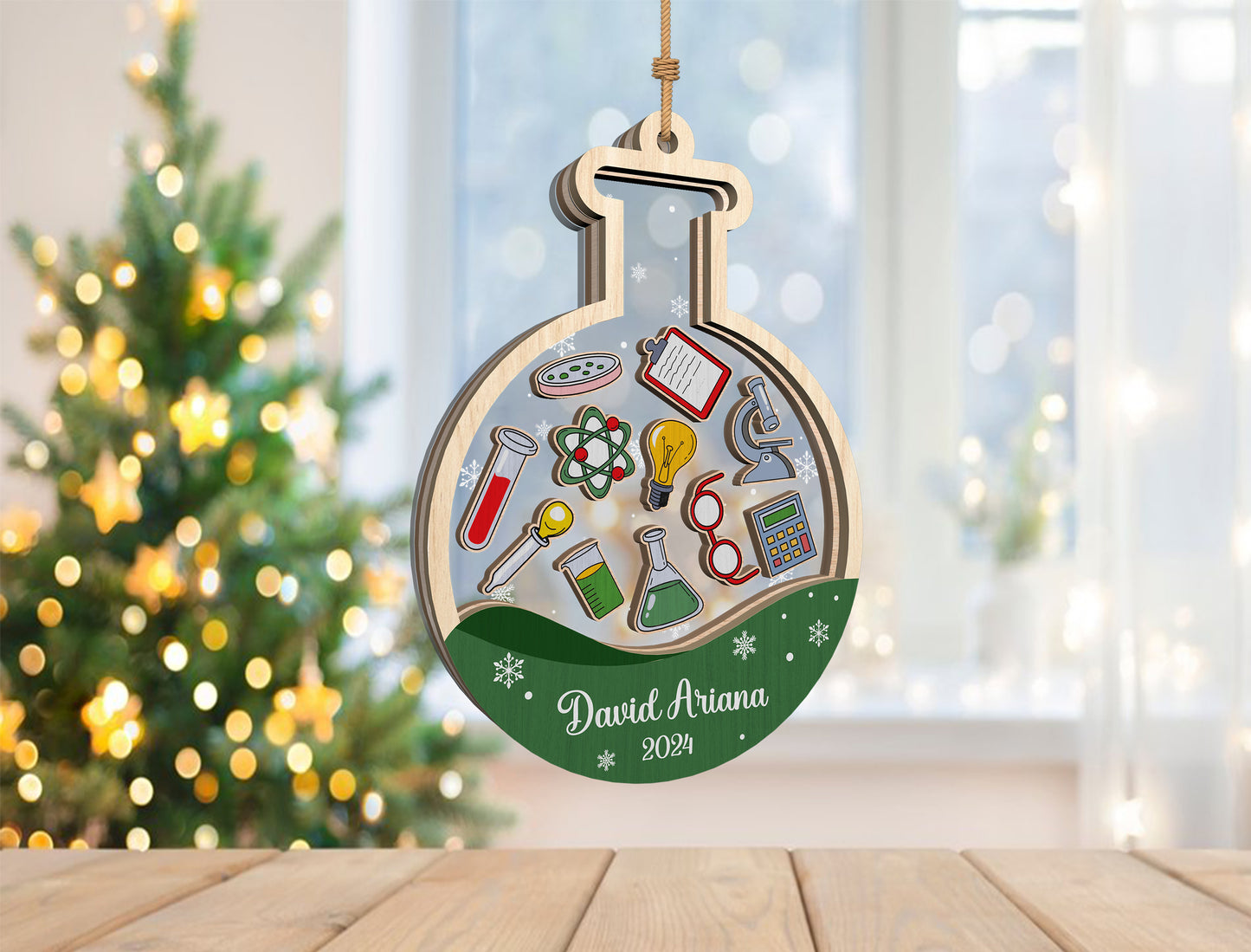 Personalized Chemistry Teacher Shaker Ornament SVG for Glowforge and xTool