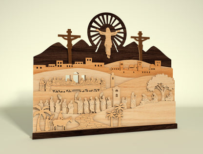 Multilayer Easter Crucifix Scene SVG Jesus for Glowforge and xTool
