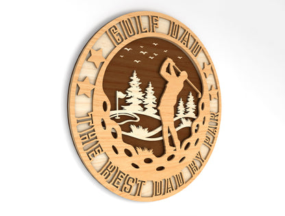 "Best Dad By Par" Golf Sign SVG Laser Cut File for Glowforge and xTool