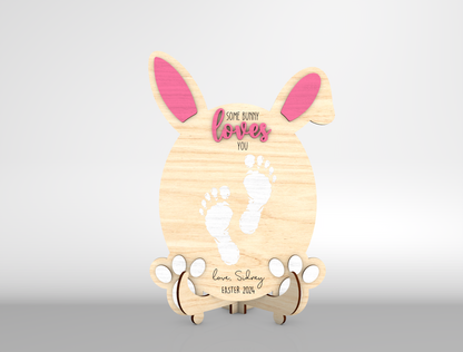 Baby Bunny Footprint Tabletop Sign SVG Easter Announcement for Glowforge