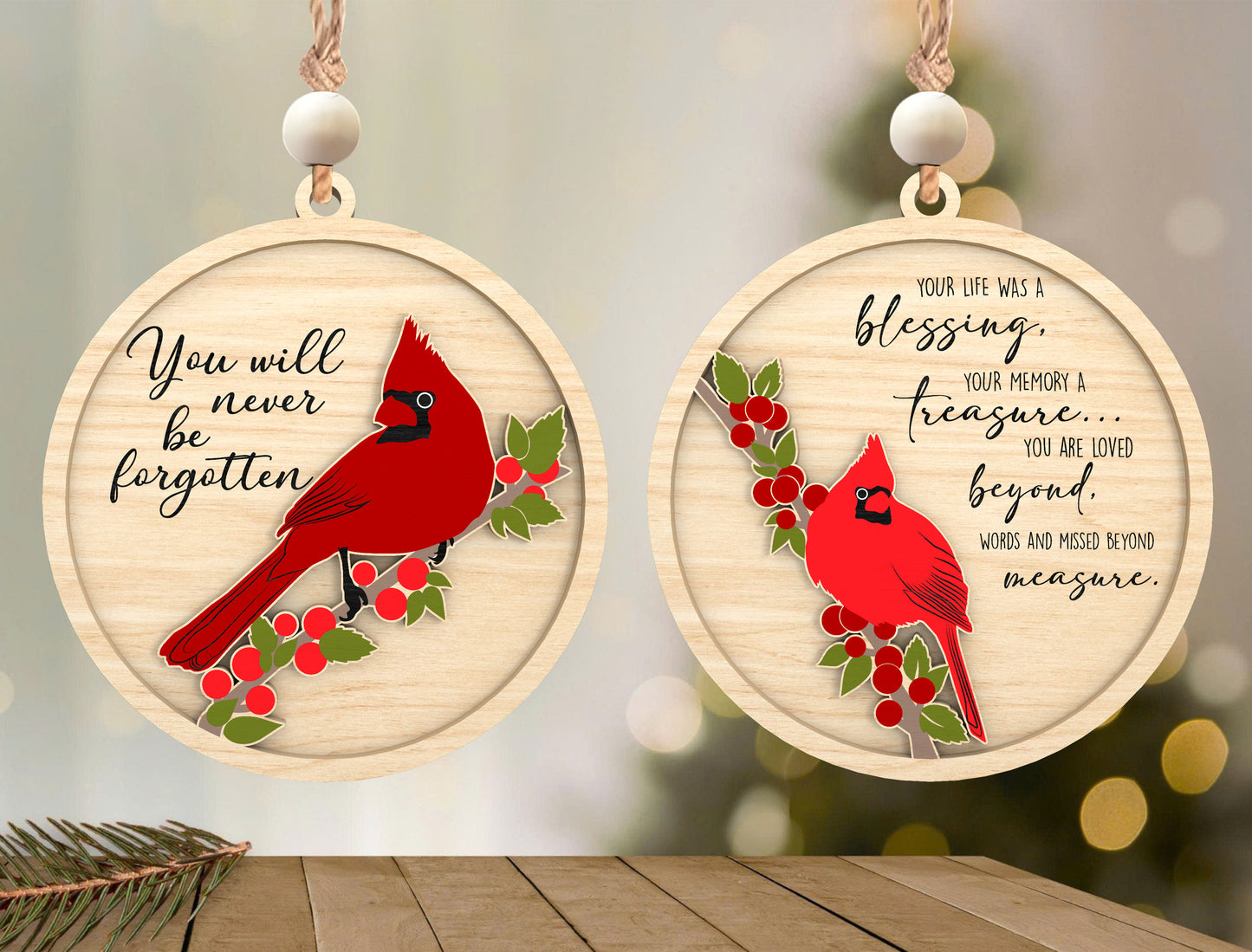 Cardinal Memorial Ornament SVG Bundle for xTool and Glowforge