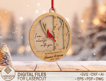 Family Cardinal Memorial Ornament SVG for xTool and Glowforge