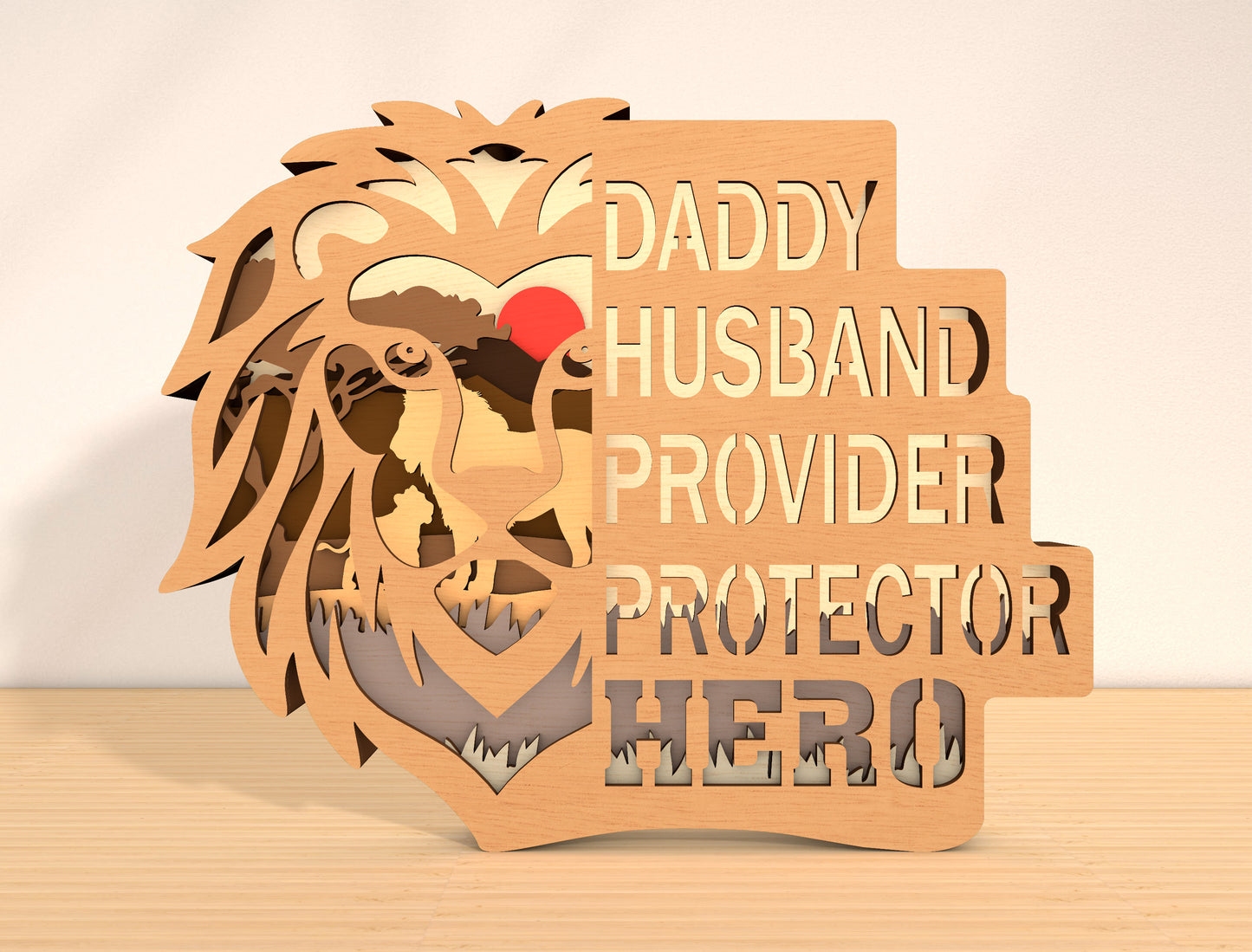 Lion Dad Multilayer Sign SVG for Glowforge and xTool