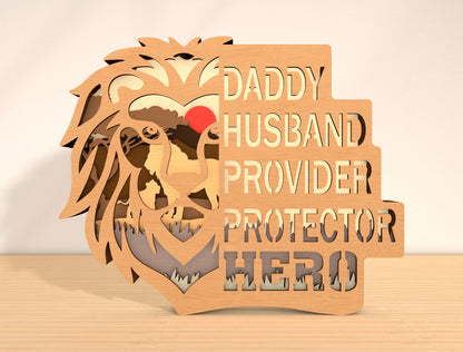 Lion Dad Multilayer Sign SVG for Glowforge and xTool