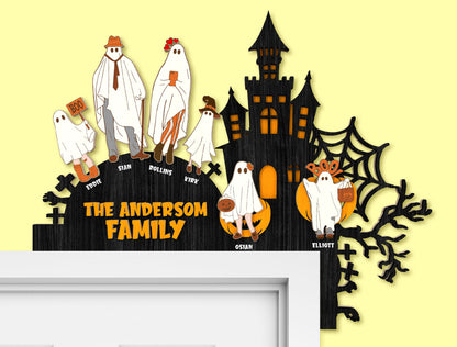 Personalized Ghost Family Door Topper SVG for Glowforge xTool LightBurn