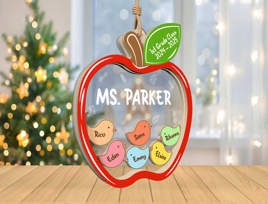 Personalized Teacher Shaker Ornament SVG for Glowforge and LightBurn