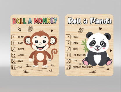 Kids Roll a Zoo Animal Game SVG Bundle for Glowforge xTool | 12 Designs