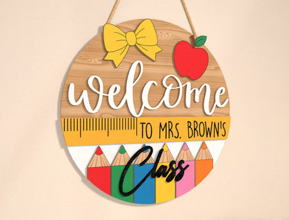 Personalized Classroom Door Sign SVG Laser Cut File for Glowforge and xTool