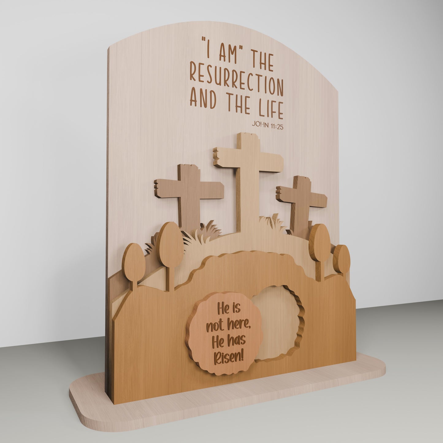 He Is Risen Cross Scene Tabletop Set SVG for Glowforge and xTool