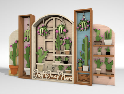 Just One More Cactus Multilayer SVG for Glowforge xTool Laser Cut File