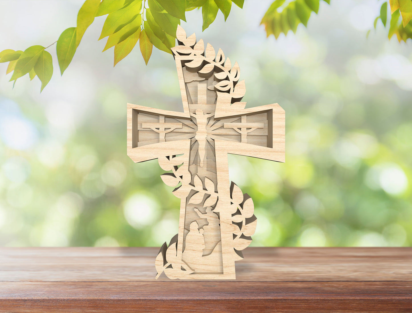 Layered Cross Christian Easter Sign SVG Bundle for LightBurn and Glowforge
