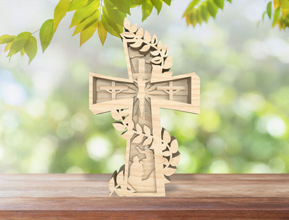 Layered Cross Christian Easter Sign SVG Bundle for LightBurn and Glowforge
