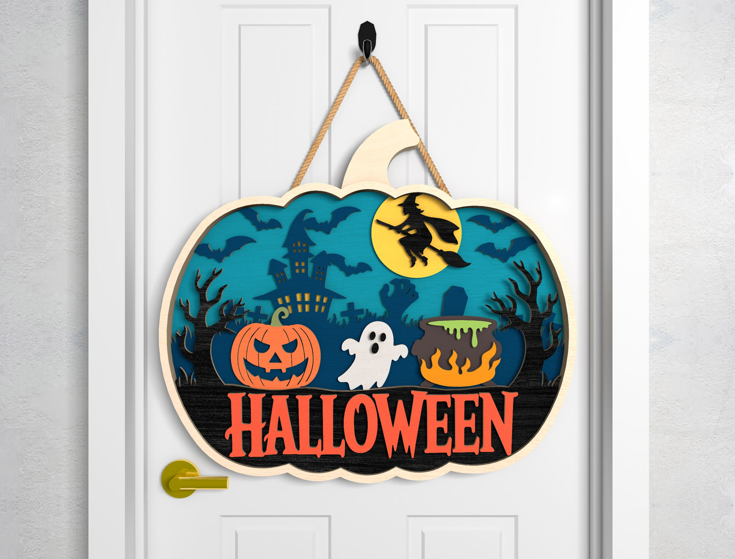 Pumpkin Halloween Door Sign SVG Laser Cut Files for xTool