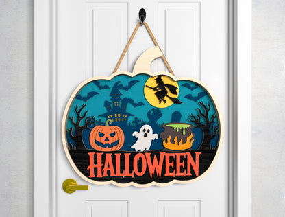 Pumpkin Halloween Door Sign SVG Laser Cut Files for xTool