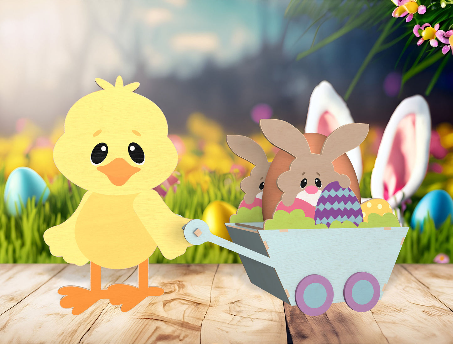 Easter Chick Bunny Basket SVG Spring Egg Holder for LightBurn and xTool