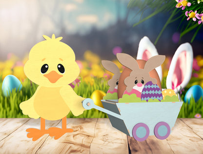 Easter Chick Bunny Basket SVG Spring Egg Holder for LightBurn and xTool