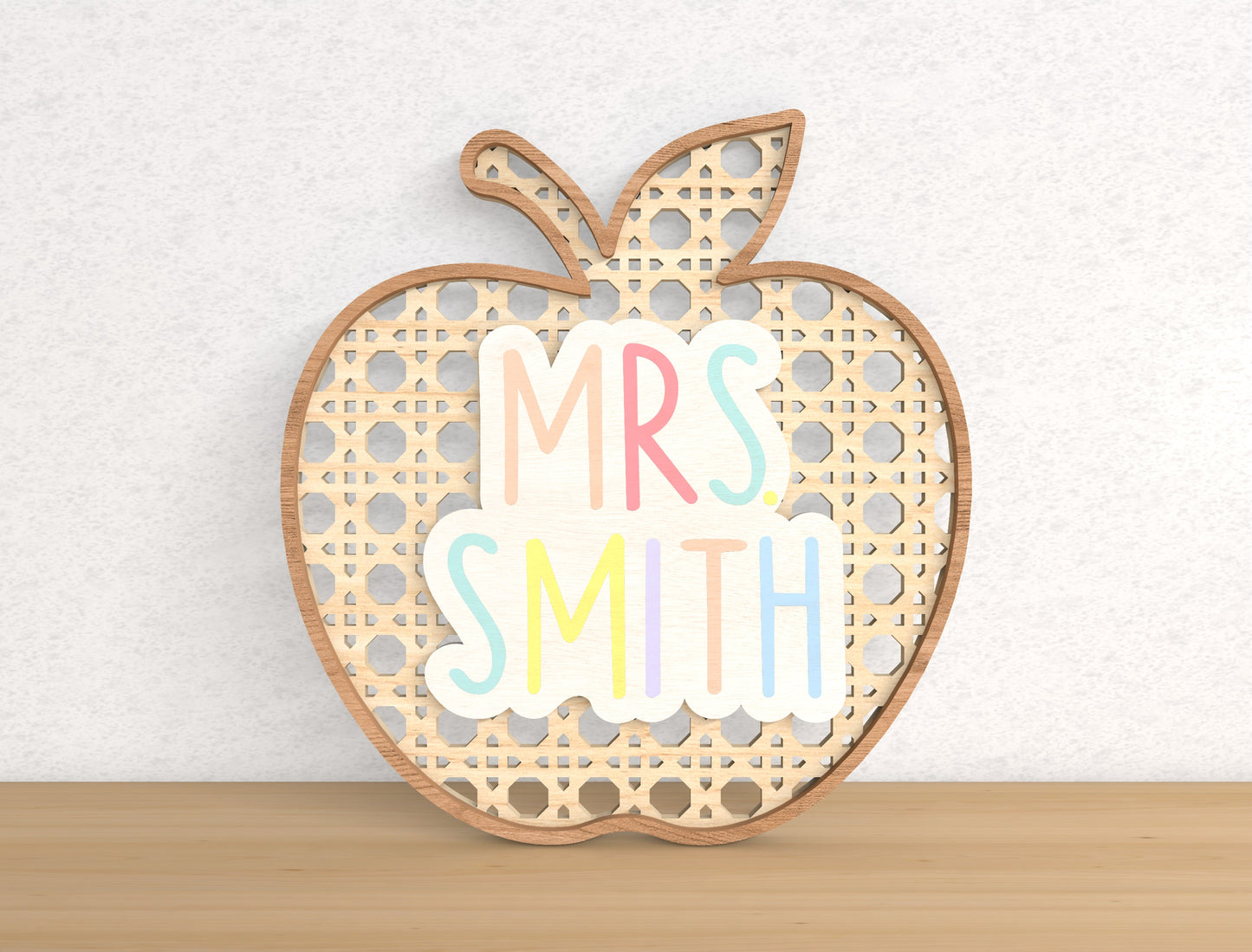 Personalized Apple Classroom Door Sign Laser Cut File for LightBurn and Glowforge
