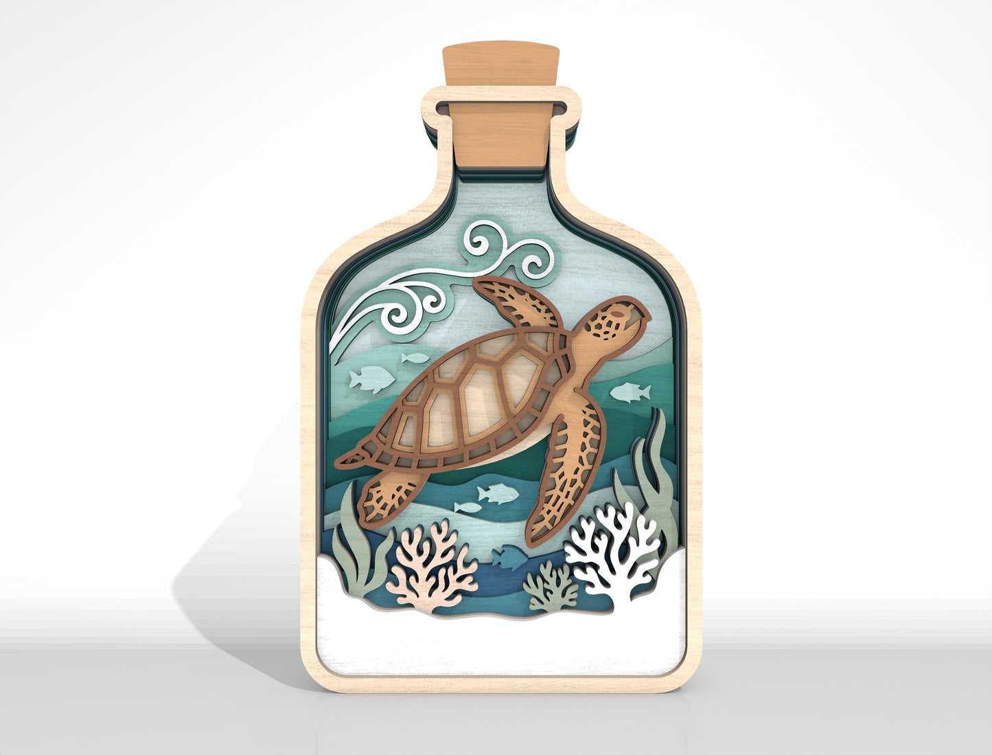 Ocean Bottle Multilayer Tabletop Sign SVG Bundle Laser Cut File for Glowforge and LightBurn