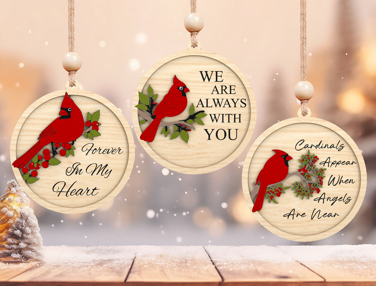 Cardinal Memorial Ornament SVG Bundle for Glowforge and LightBurn