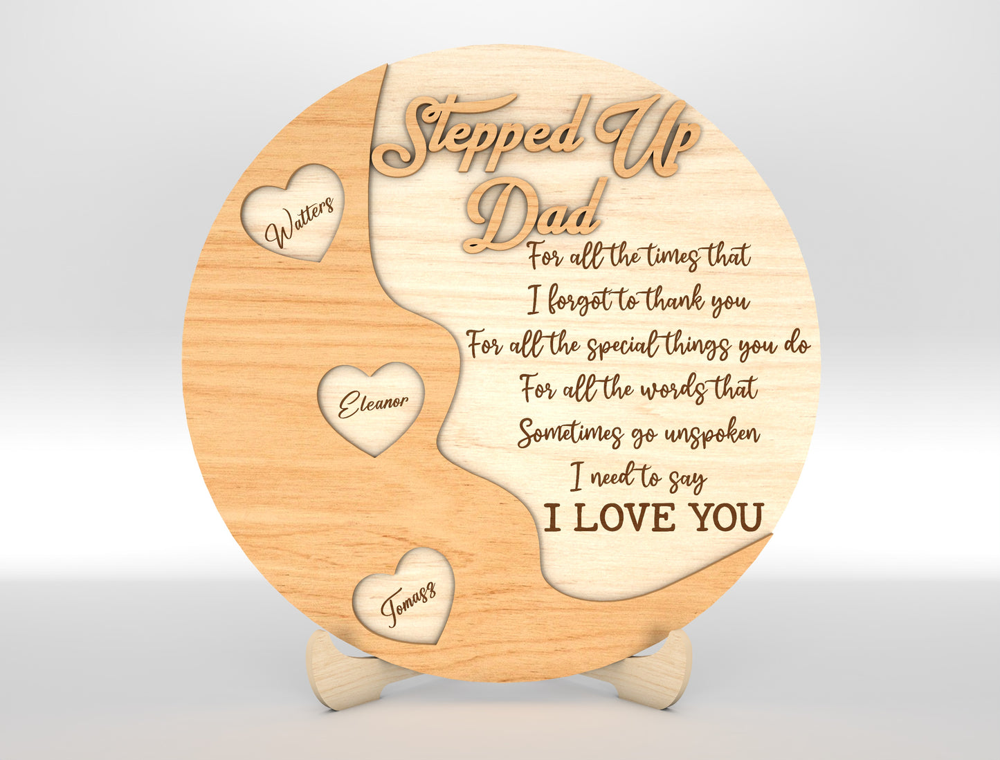 Dad Heart Keepsake Sign SVG Laser Cut File for xTool and Glowforge