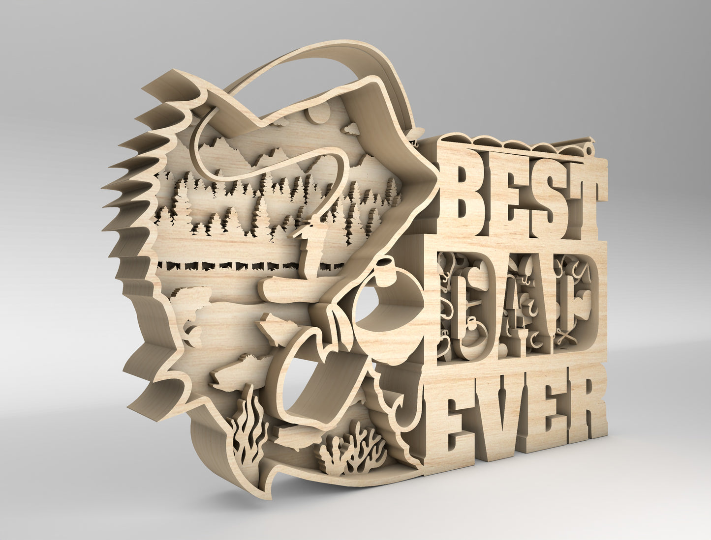 Best Dad Ever Fishing Multilayer Sign SVG for Glowforge and xTool
