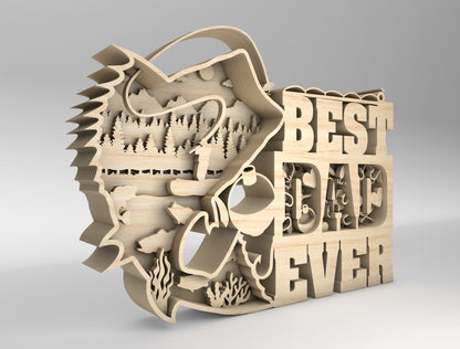 Best Dad Ever Fishing Multilayer Sign SVG for Glowforge and xTool