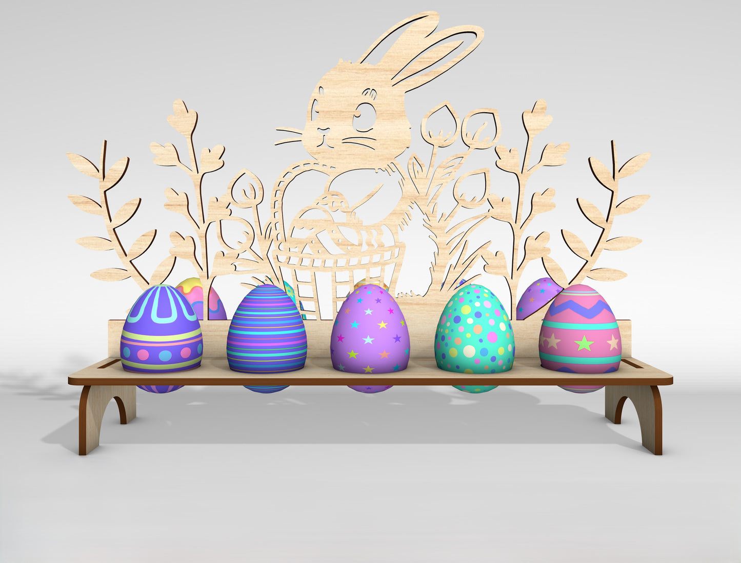 Easter Egg Holder Stand SVG Bunny Chick Display Rack for LightBurn and xTool