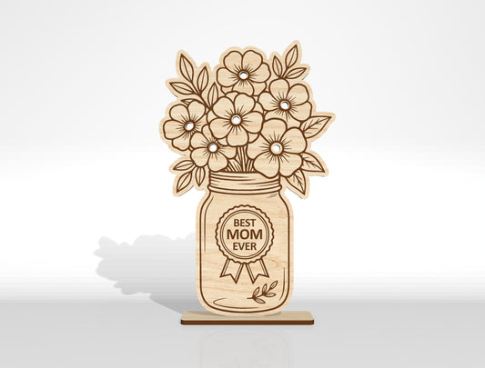 Hand Picked for Mommy Flower Holder SVG Bundle Laser Cut File for LightBurn and xTool