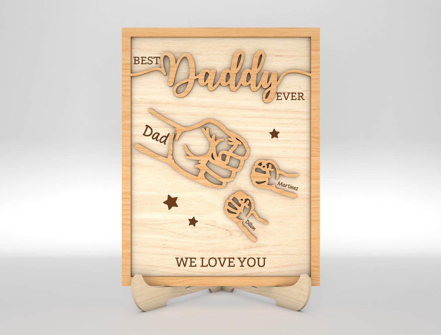 Personalized Dad Hands Multilayer SVG for Glowforge and xTool