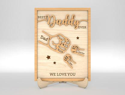 Personalized Dad Hands Multilayer SVG for Glowforge and xTool