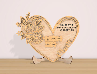 Mom Rose Heart Sign SVG Bundle 5 Designs for LightBurn and xTool