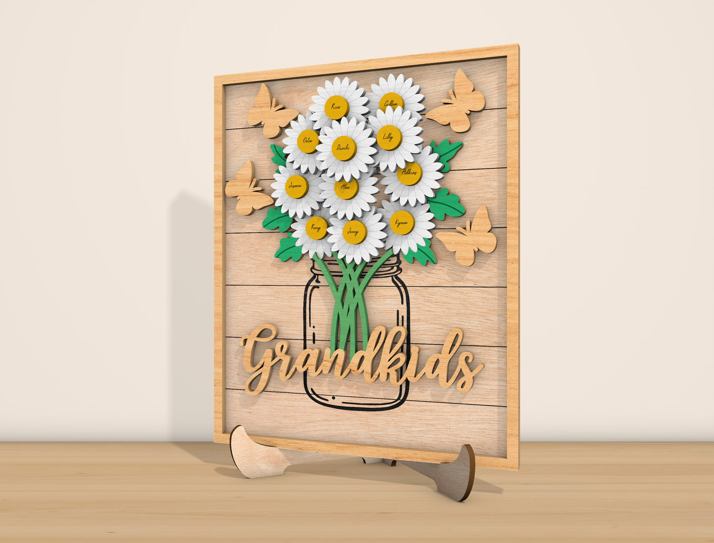Grandkids Daisy Flower Sign SVG Floral Frame for Glowforge and xTool