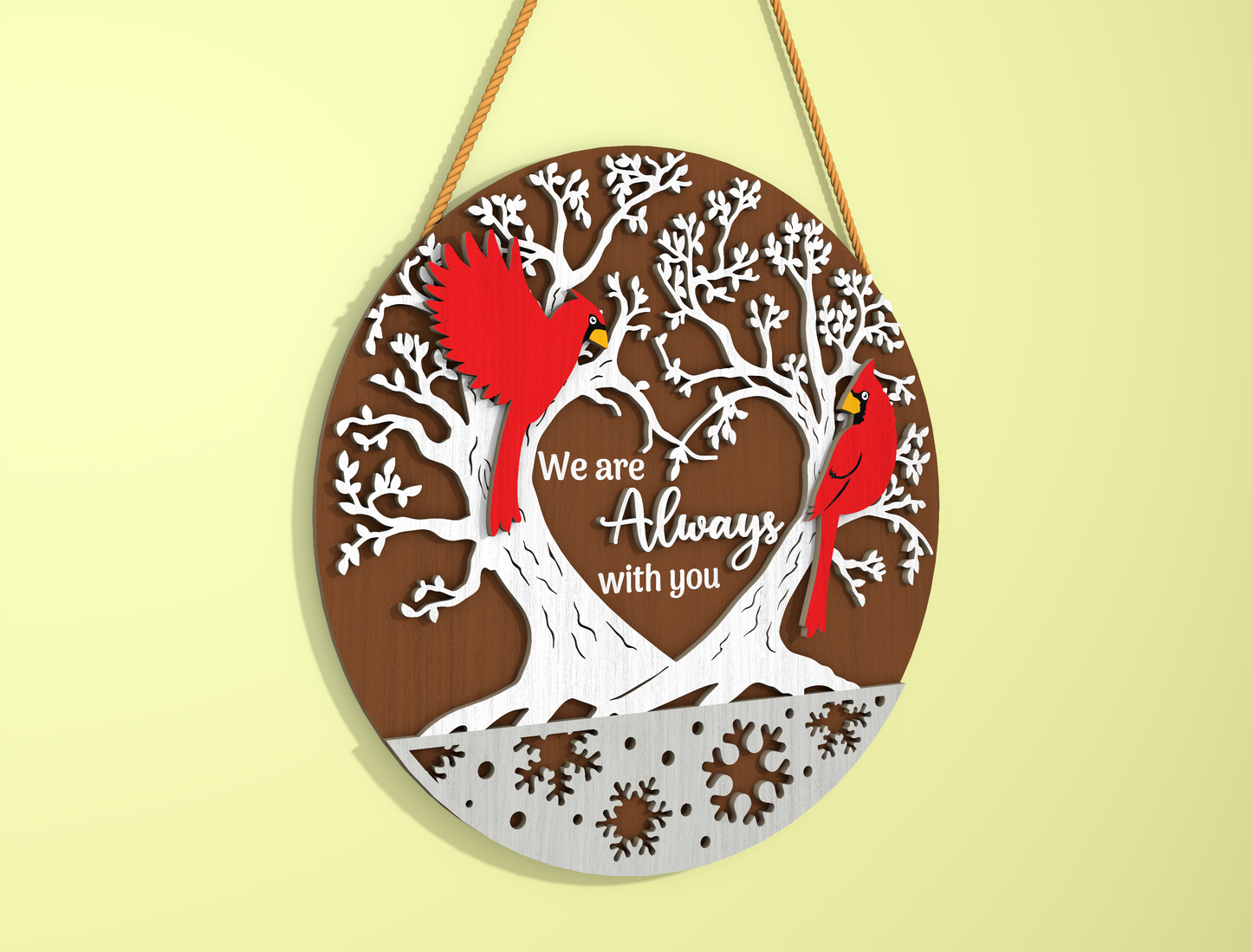 Cardinal Memorial Door Sign SVG We Are Always With You Laser Cut File for LightBurn