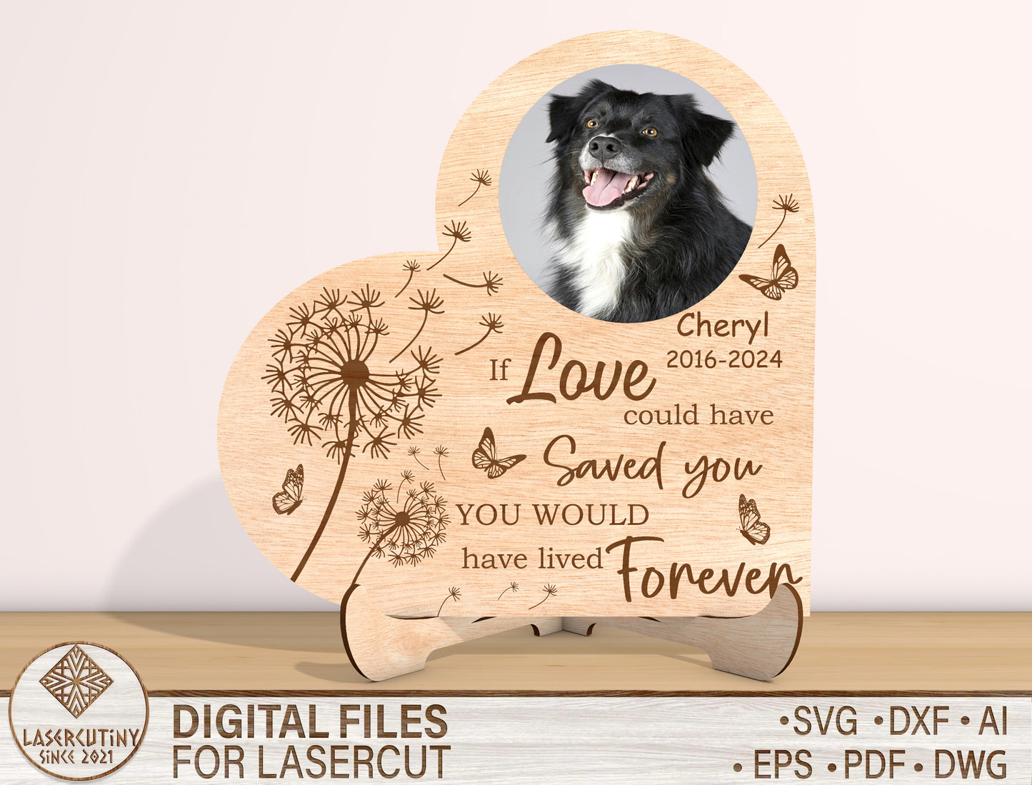 Pet Memorial Photo Frame SVG Bundle Laser Cut File