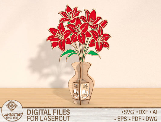 Lily Lantern SVG Elegant Candle Holder Laser Cut File for Glowforge and xTool