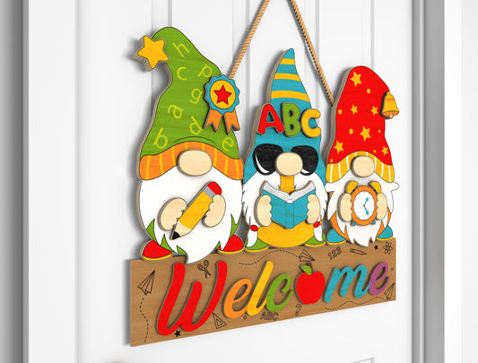 Gnome Classroom Door Hanger SVG Laser Cut File for Glowforge
