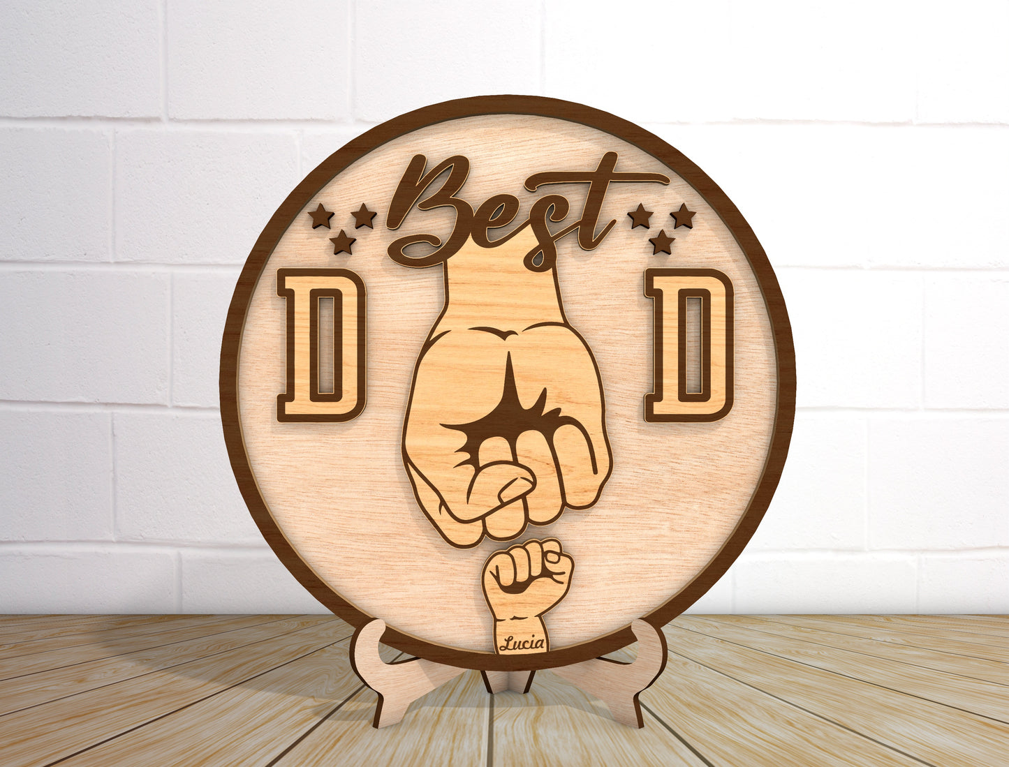 Best Dad Fist Bump Sign SVG Laser Cut File for xTool and LightBurn