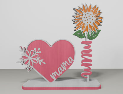Sunflower Mom Tabletop Decor SVG Bundle for Glowforge and xTool