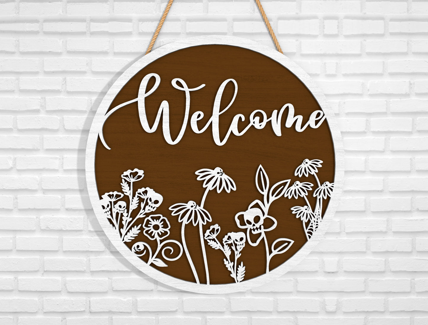 Floral Welcome Sign SVG for Glowforge and xTool Laser Cut File