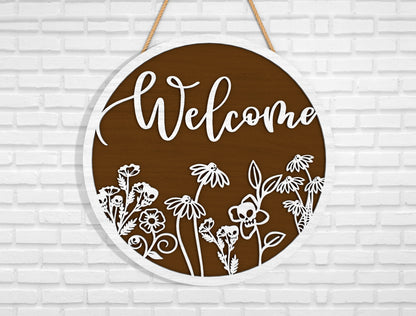 Floral Welcome Sign SVG for Glowforge and xTool Laser Cut File