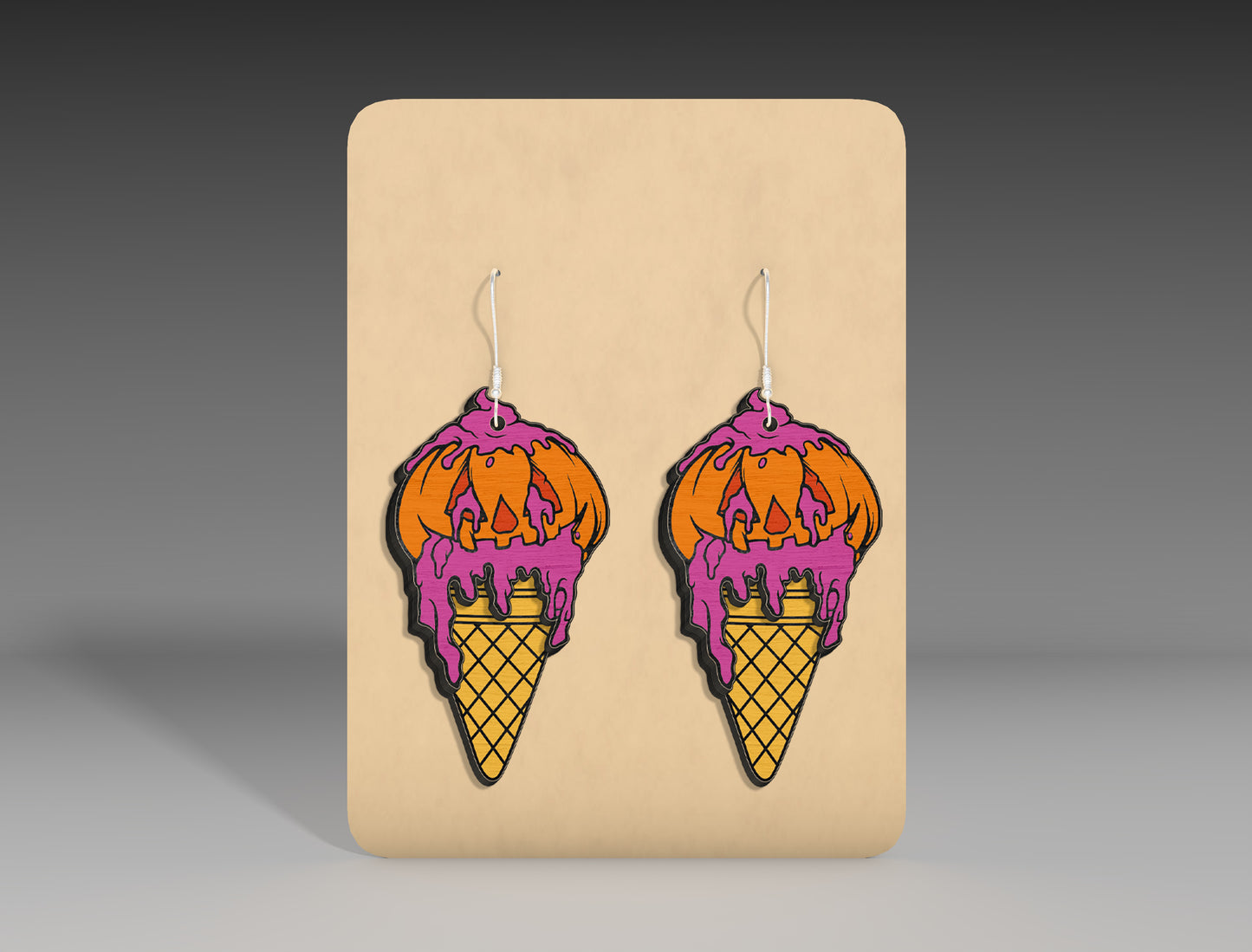 Halloween Skull Ice Cream Earrings SVG Bundle 3 Designs for xTool LightBurn