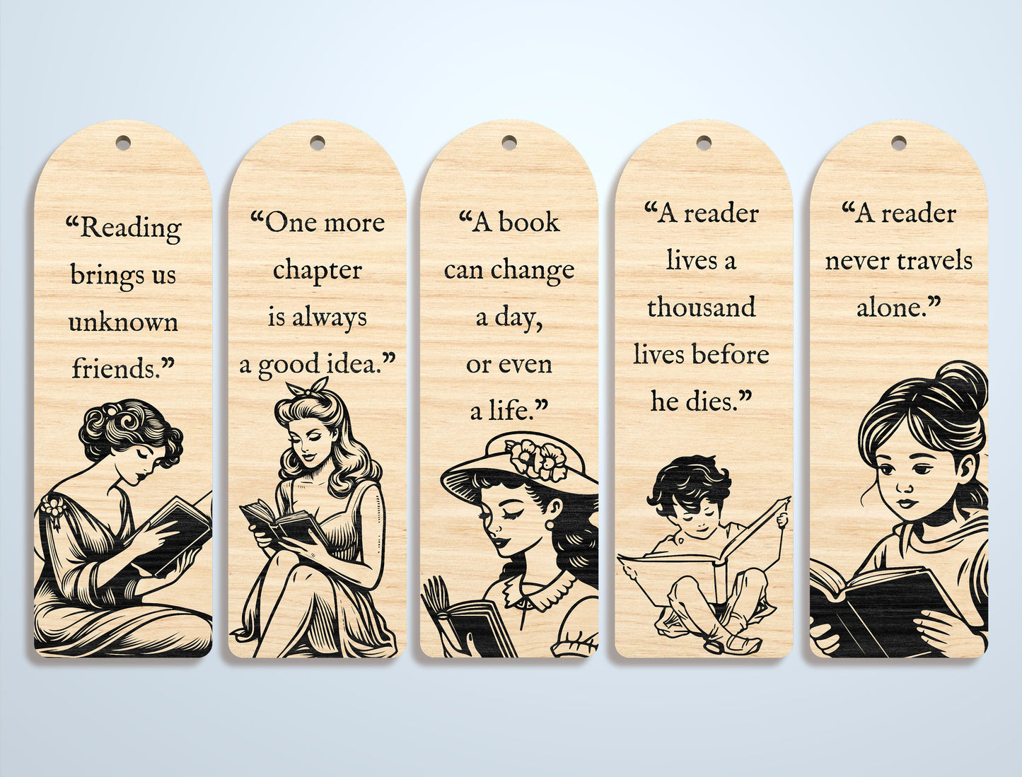 Reading Quote Bookmark SVG Bundle for Glowforge and xTool