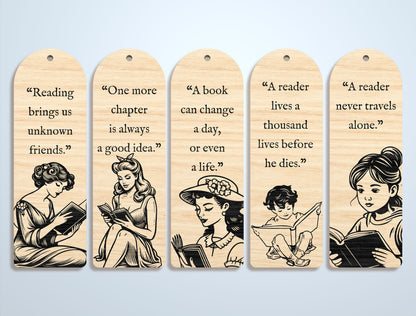 Reading Quote Bookmark SVG Bundle for Glowforge and xTool