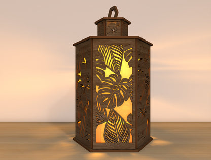 Floral Tropical Lantern SVG Laser Cut File for Glowforge and xTool