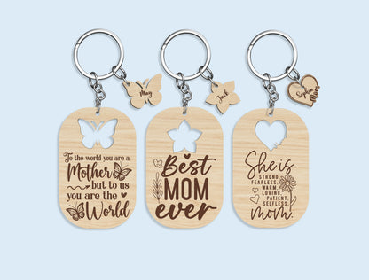 Mother's Day Mom Keychain SVG Bundle 18 Designs for LightBurn and xTool