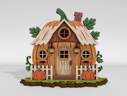 Pumpkin House Multilayer SVG for Glowforge xTool LightBurn