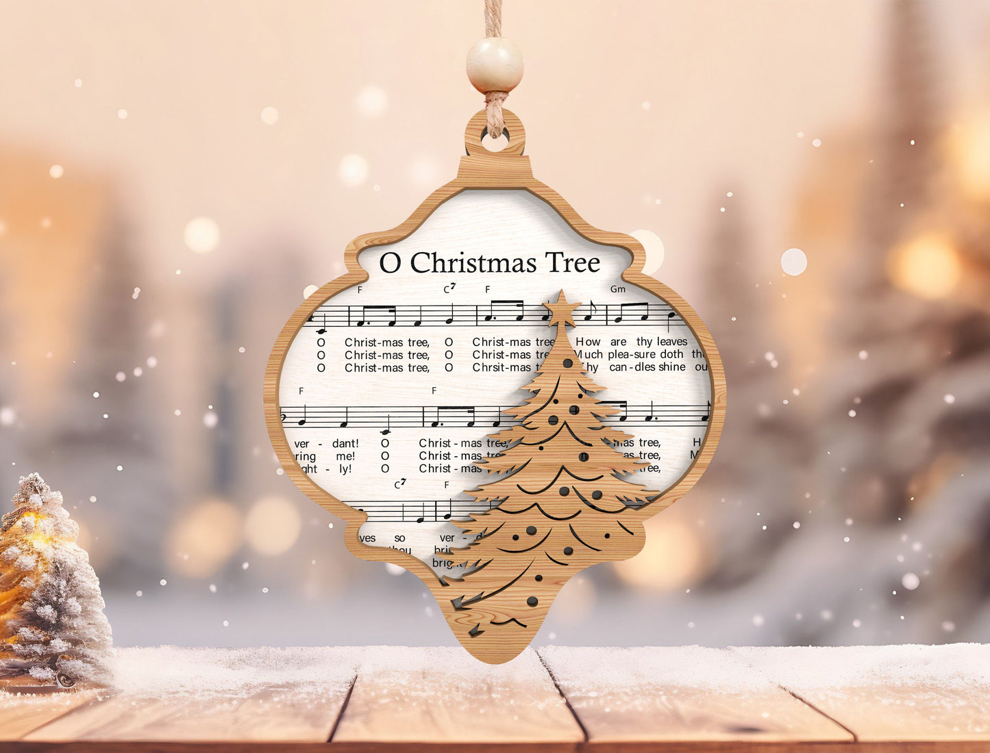 Christmas Sheet Music Ornament Laser Cut File | Vintage Hanging Ornament | Ready to Cut | Glowforge, xTool, LightBurn, etc.