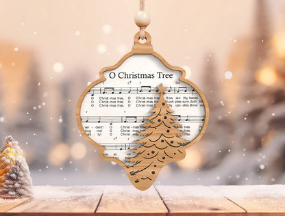Christmas Sheet Music Ornament Laser Cut File | Vintage Hanging Ornament | Ready to Cut | Glowforge, xTool, LightBurn, etc.