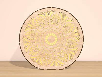 Mandala LED Light SVG Bundle Laser Cut File for Glowforge and xTool