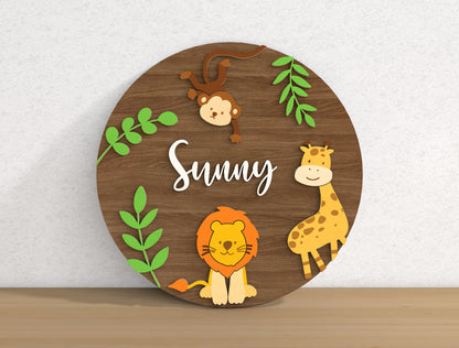 Personalized Safari Baby Name SVG File for xTool LightBurn